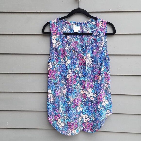 Sheer Liz Claiborne Multi-color Floral Top Size Large - Picture 9 of 9